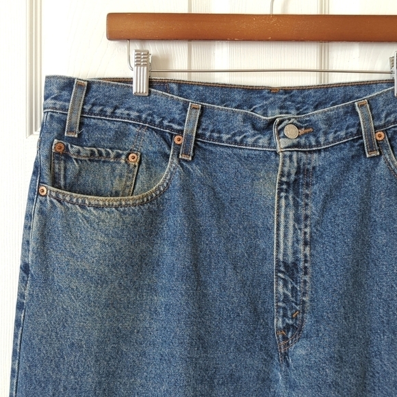 Levi's Y2K Vintage 550 Dark Wash Relaxed Fit Tapered Leg Denim Jeans 40 x 32 - Picture 11 of 15